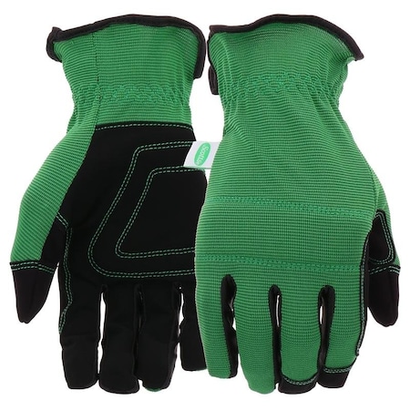 Breathable, HighDexterity, SlipOn Padded Knuckle Work Gloves, Unisex, L, Reinforced Thumb, Green